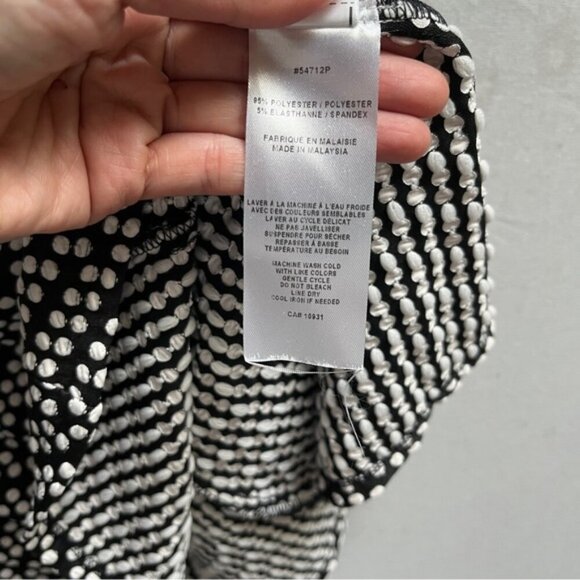 Laura Petite Elegant Black and White Polka Dot Dress Sz 8P - Picture 5 of 8